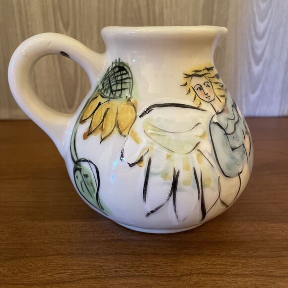 Sue Bolt Signed Decorative Floral Lady Pitcher Home Decor Studio Pottery Art - Picture 1 of 12